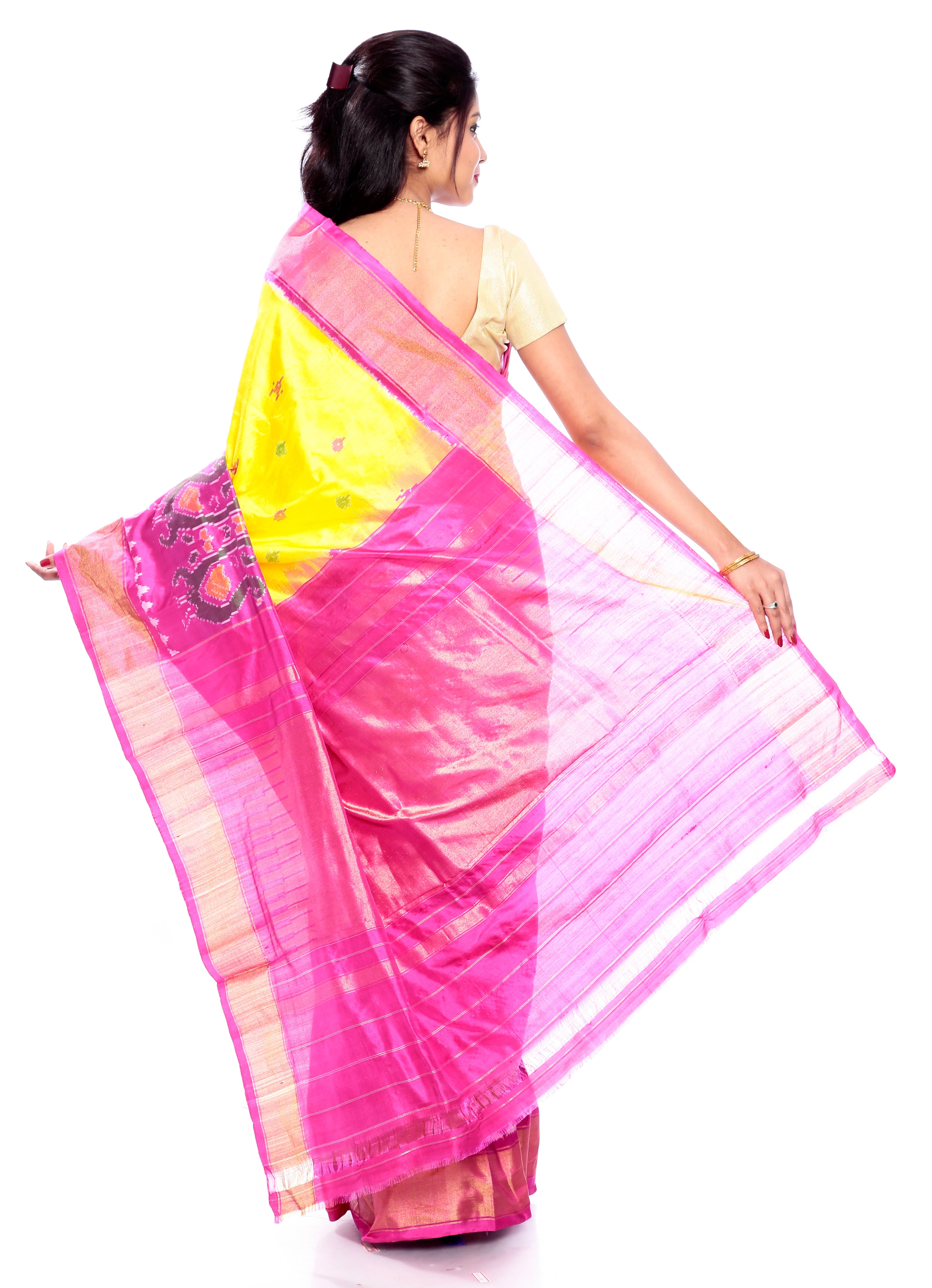 Ikkat saree online usa in yellow